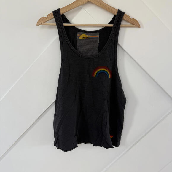 Aviator Nation Tops - Aviator Nation Black Tank Top with Rainbow